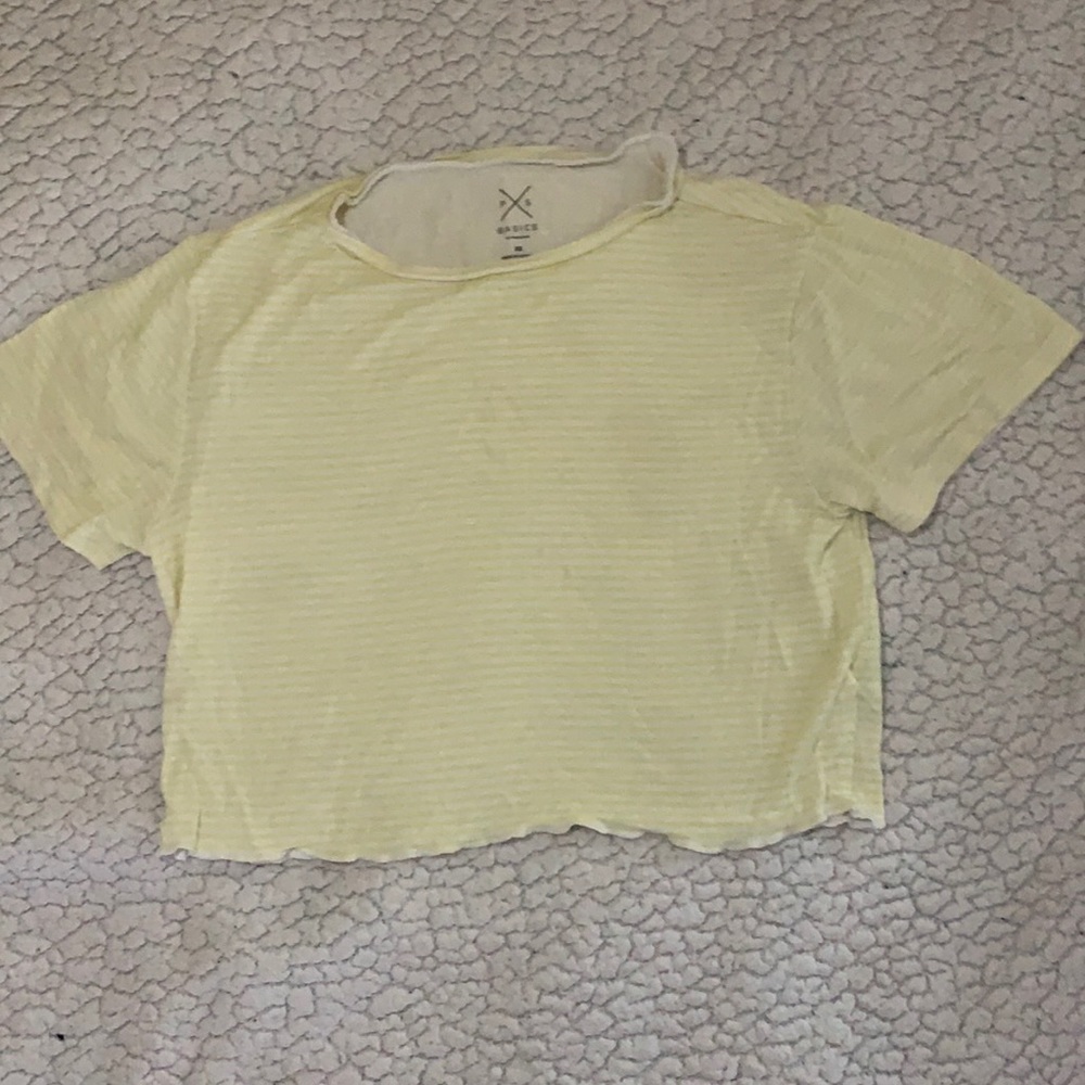 Yellow and white Pacsun crop top